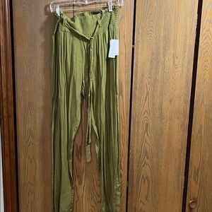 Society+Stitch Olive Green Pleated Pants